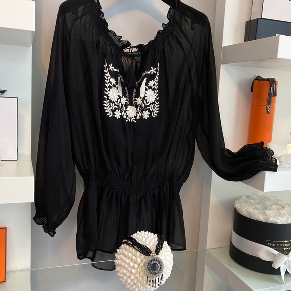 🆕 🖤 MARINA LUNA SHEER BLOUSE NWT - Picture 2 of 8